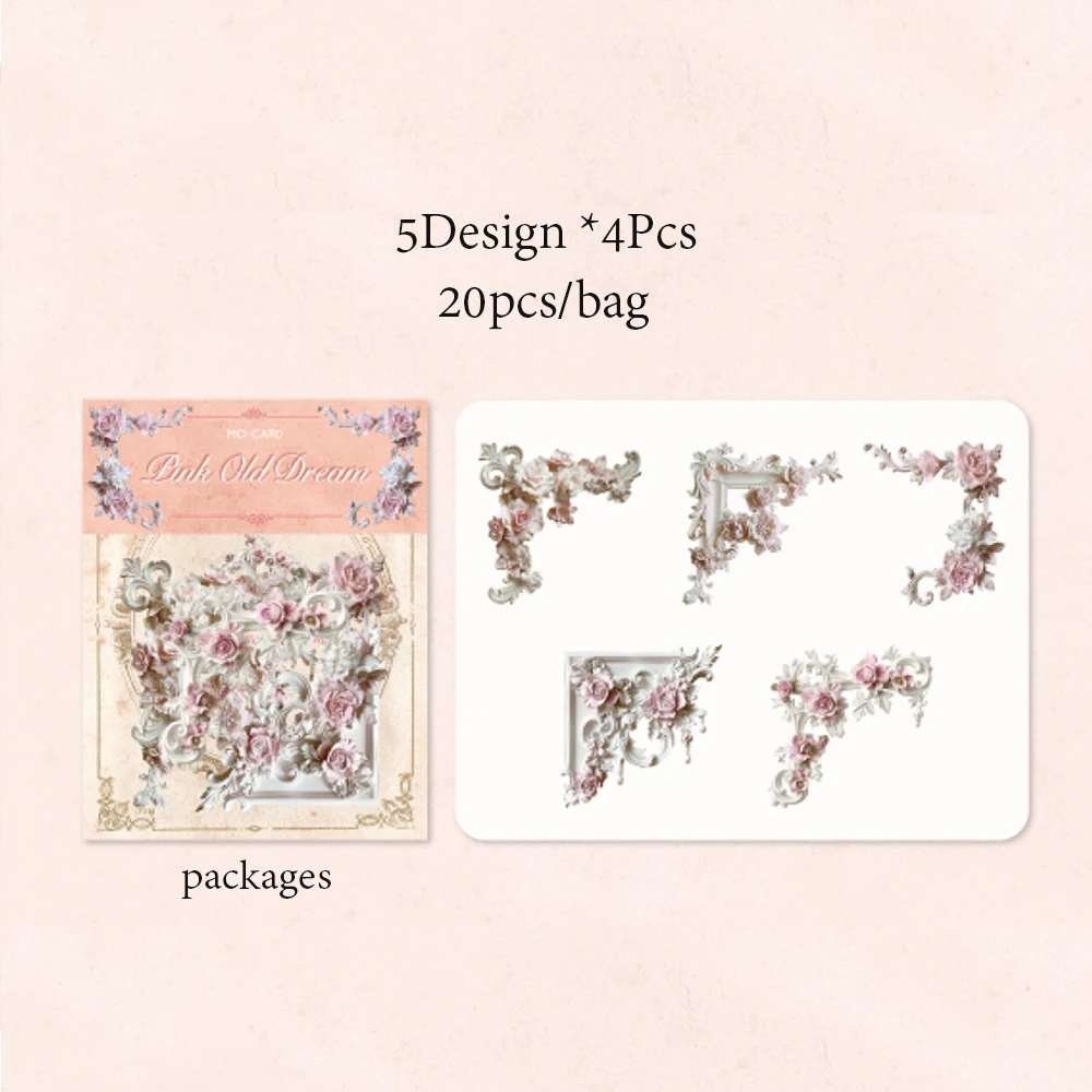 Бумага Mr., 6 стилей, 20 шт., наклейки с полыми рельефными краями, наклейки из материала коллажа с имитацией трехмерной каймы