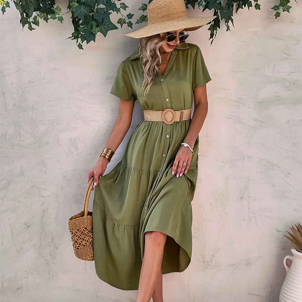 

ELIJOIN Slim Long Shirt Dress 2022 Summer Sexy Club Pure White Fashion Skirt OL Casual Professional Wear