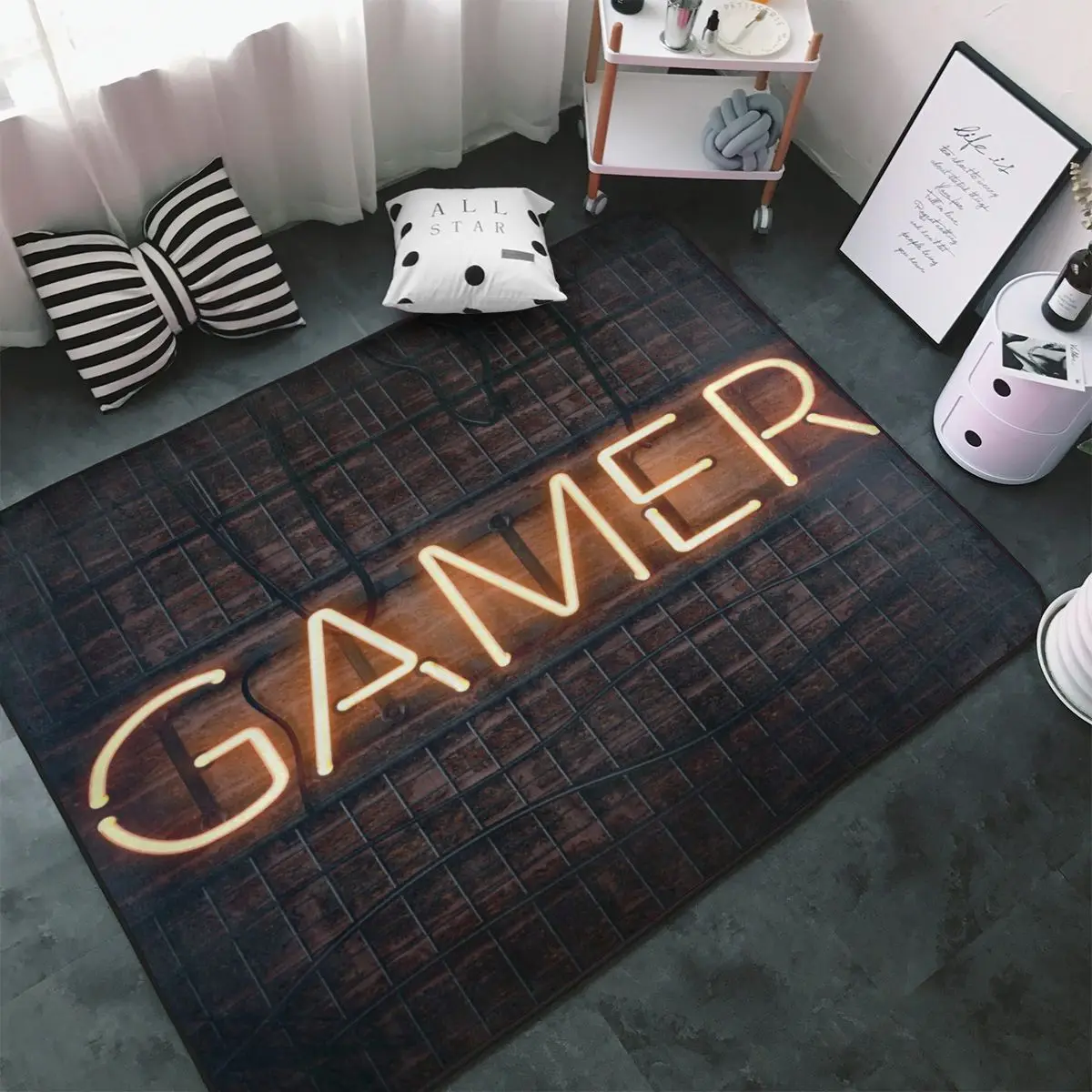 

Gamer Carpet, Polyester Floor Mats Modern Living Room Gifts Mats Mats Customizable