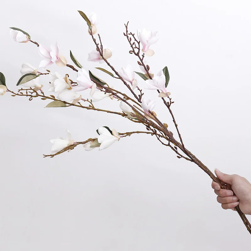 

European style hand felt rubber rod 10 elegant Magnolia imitation flower vase flower arrangement decoration in living room and