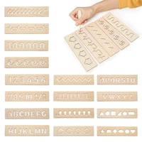 montessori children wooden early educational toy learning word spelling letter number groove practice board pen control training