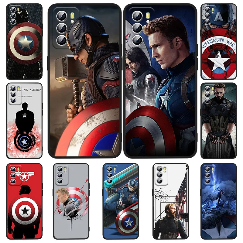 

Marvel Captain America For OPPO Realme 5 6 6i 6s 7 8 8i 9i c3 c11 c21Y Q3S Pro Narzo 50A 50i GT Master GT2 Pro Black Phone Case