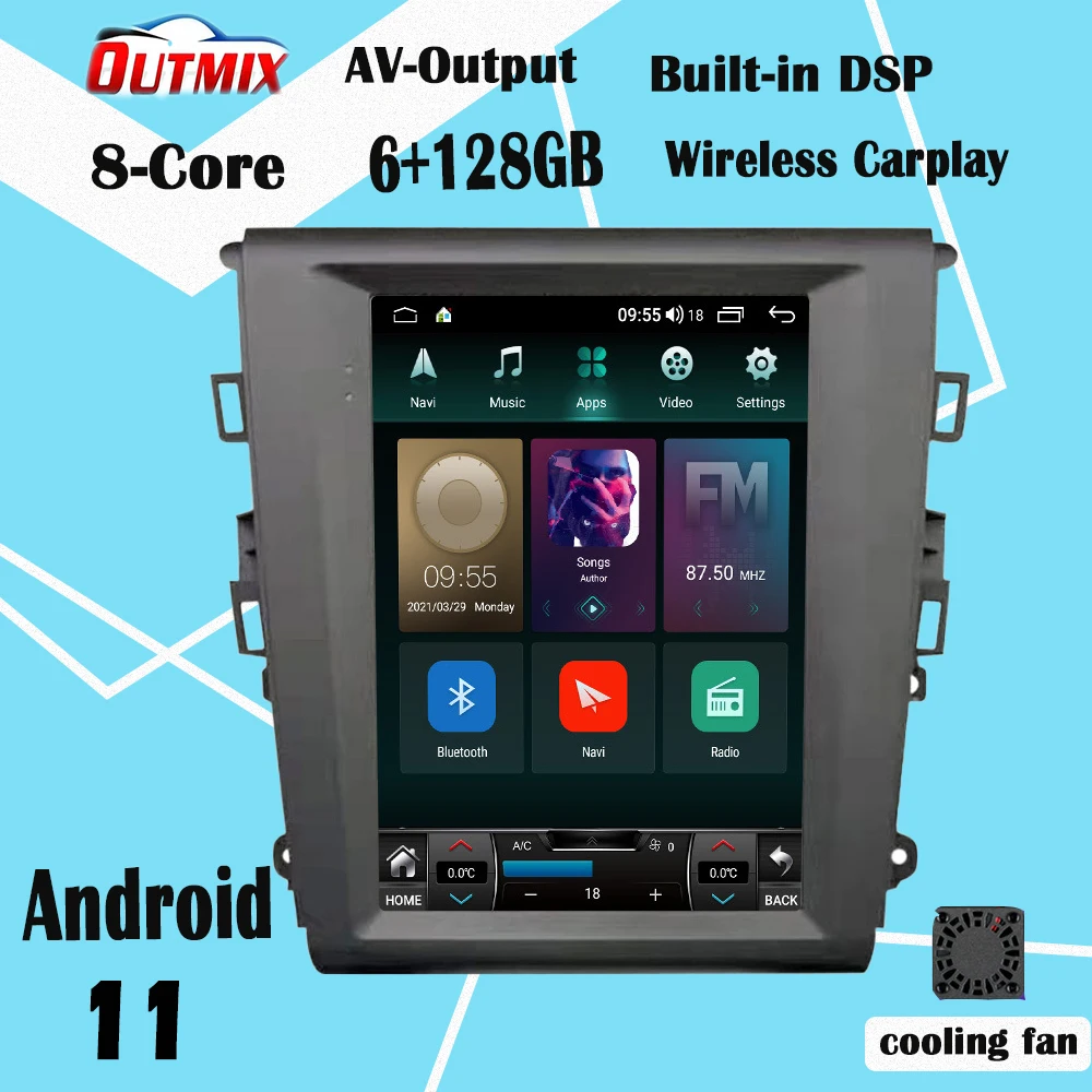 

Автомобильный мультимедийный плеер в стиле Tesla, Android 11, GPS-навигация для Ford Mondeo2013-2017, автомобильное радио, головное устройство, GPS-навигация DSP ...