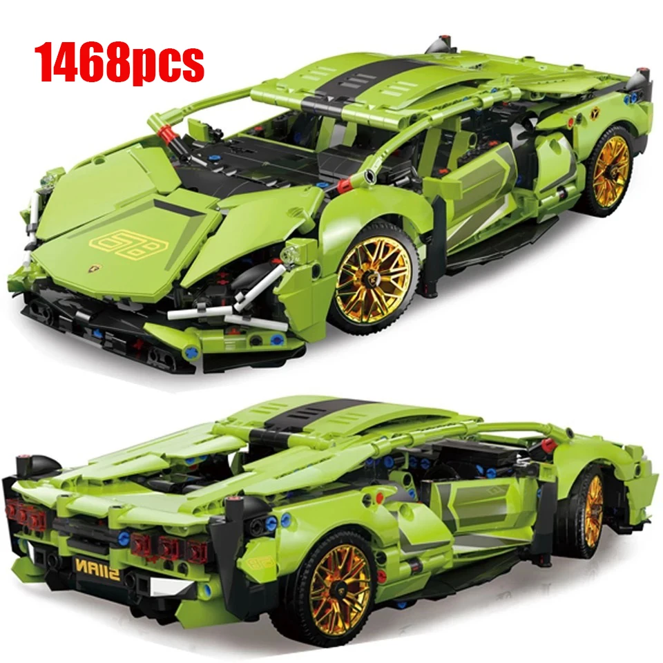 

1468PCS technical MOC Racing SportsCar Building Blocks City Mechanical Supercar Vehicle Racer Bricks Toys For Children