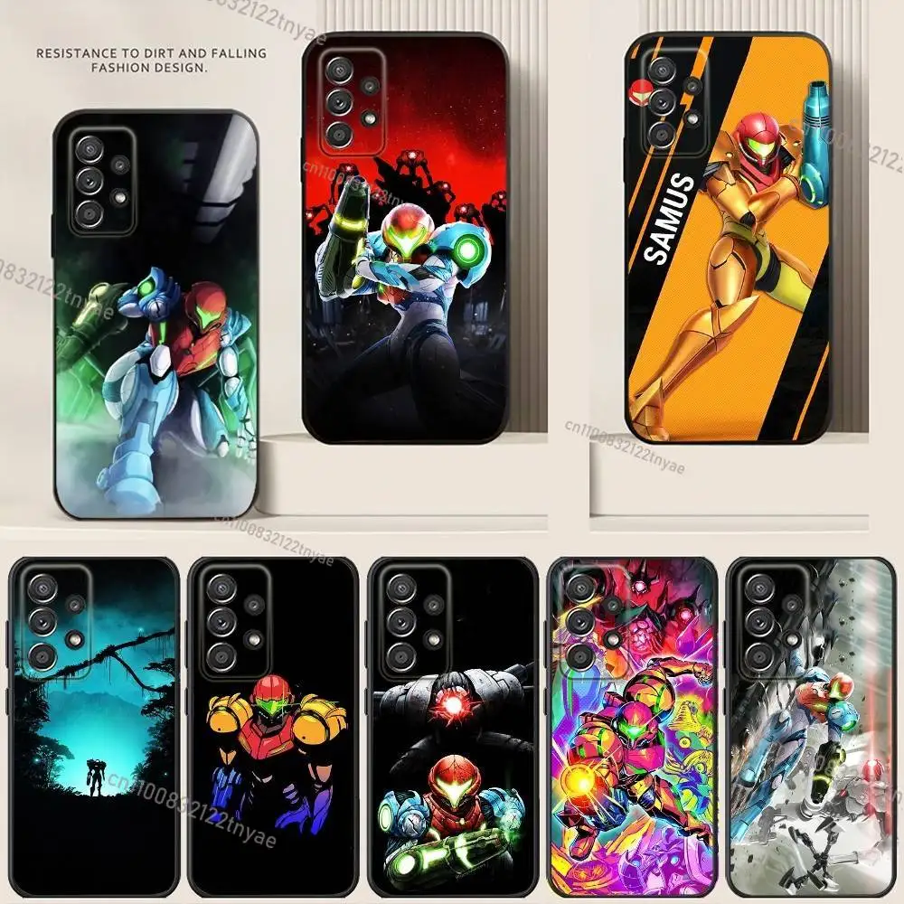 Фото Чехол для телефона Game M-Metroid для Samsung S24,21,22,23,30,Ultra,20,Plus,Note,10,9, черный мягкий силиконовый чехол №1