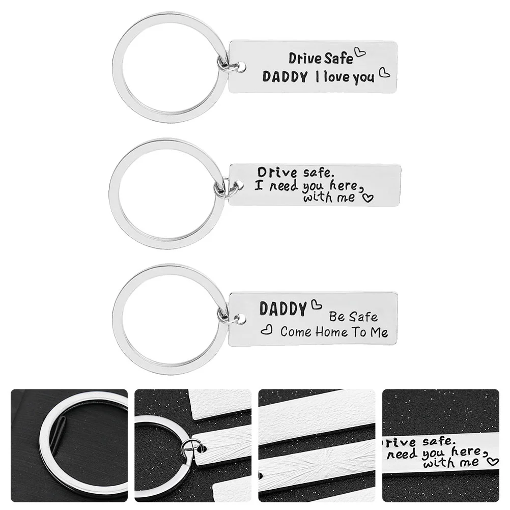 

3pcs Keychain Decor Stainless Keyring Father's Day Keyring (Mixed Style)