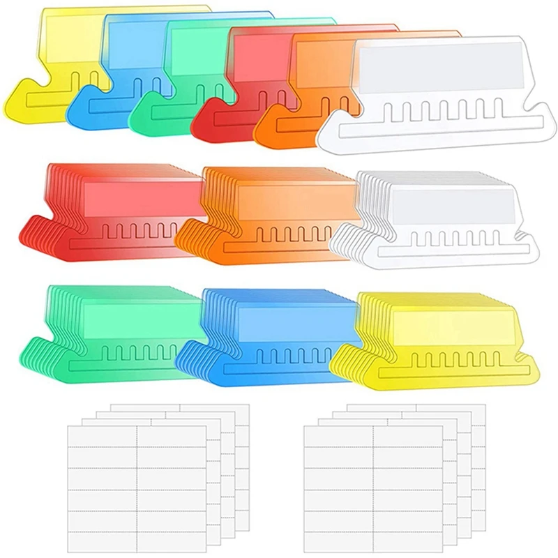

120 Sets Multicolor Hanging File Folder Tabs With Blank Inserts 2 Inches Plastic Hanging File Tabs For Hanging Folders