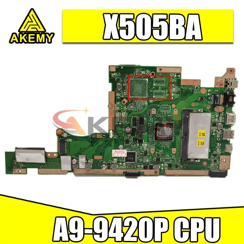 

Материнская плата X505BA для ноутбука ASUS X505BP X505B протестирована на 100% работает оригинальный процессор A9-9420P Встроенная оперативная память
