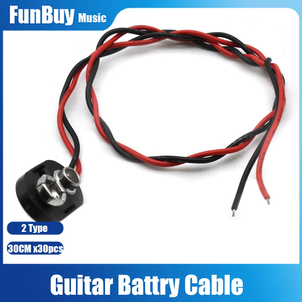30pcs Guitar Active Pickup Battery Box Cable 9V Connect 9 Volts Parts | Спорт и развлечения