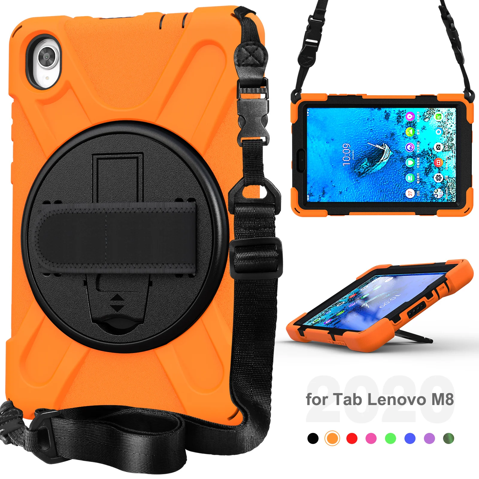 

For Lenovo Tab M8 8" FHD TB-8705F/8705N 2020 /8505F/8505X 2019 Tablet Kids Safe Shockproof Heavy Duty Silicone+PC Kickstand Case