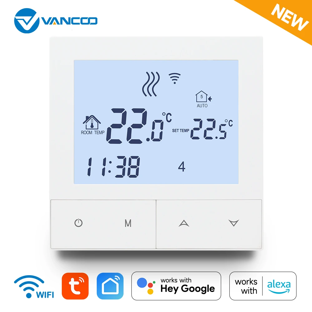 

Vancoo Wifi Thermostat for Underfloor Heating,Tuya Smart Home LCD Screen Temperature Controller 220V Support Alexa Google