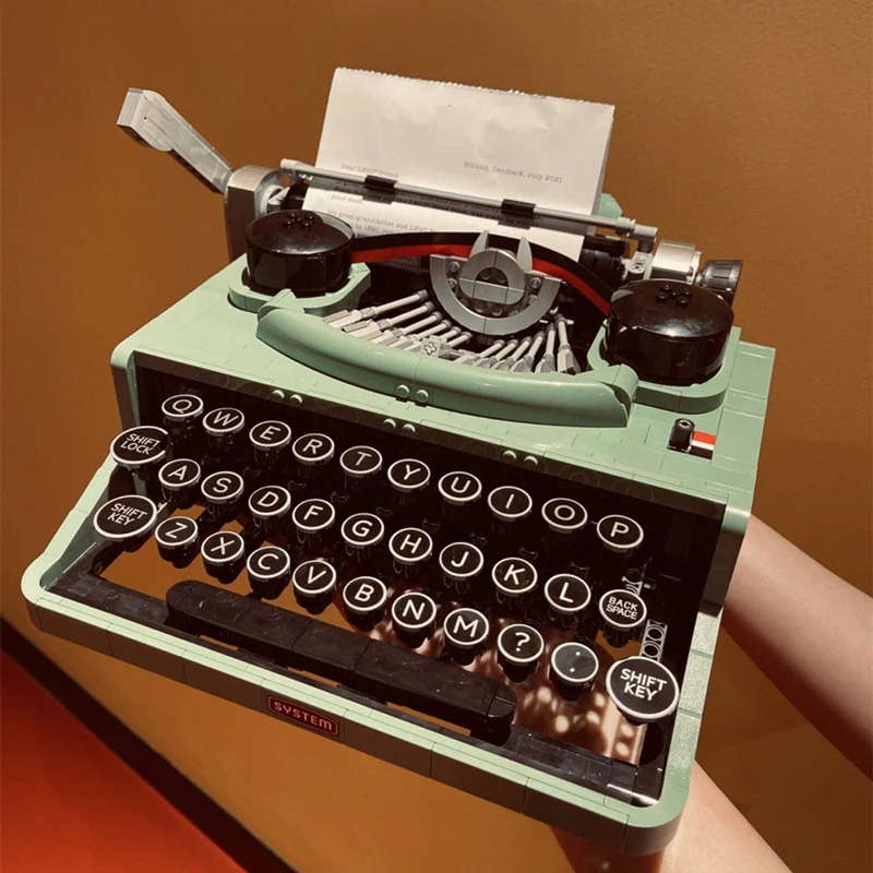 

Retro Typewriter Adult High Difficulty Boys' Puzzle Assembly Model Compatible with Lego Building Blocks Toy