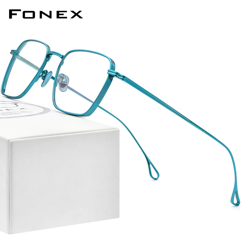 FONEX B Titanium Glasses Frame Men Retro Vintage Square Prescription Eyeglasses Men's Ultralight Myopia Optical Eyewear F85728