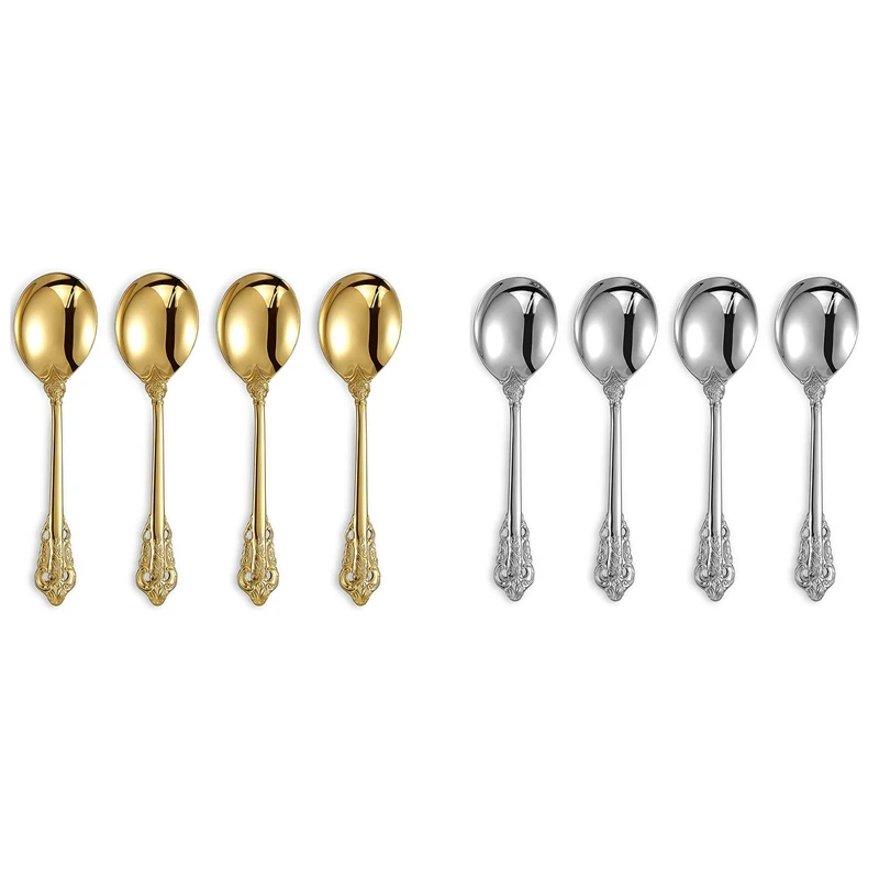 

Gorgeous Round Soup Spoon Set Of 4,Stainless Steel Visions Bouillon Spoon, Dishwasher Safe, Fine Mirror Polished