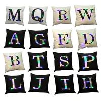 68 hot sales pillow case breathable led light flannel letters printed cushion cover for home decor