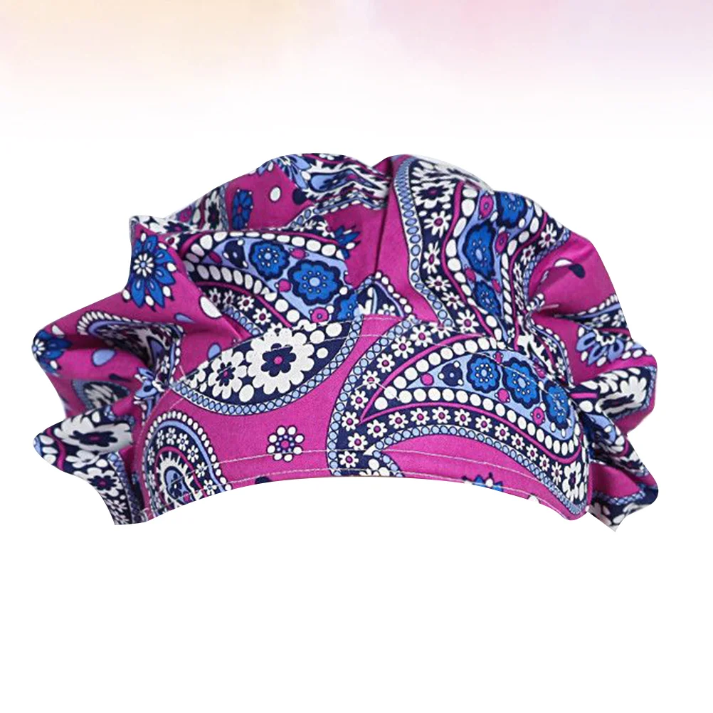 

Scrub Caps Adjustable Bouffant Hats Elastic Covers with Sweatband for ( Purple Flower )