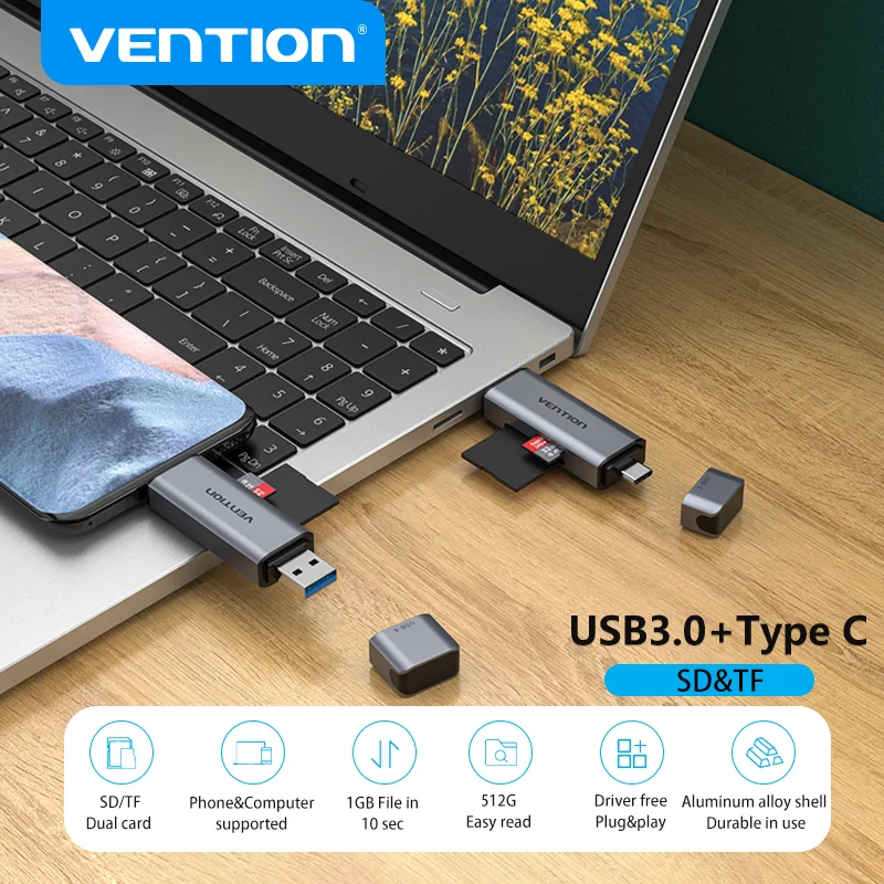 Устройство для чтения SD-карт Vention кард-ридер USB 3 0 & Type C SD Micro TF ПК ноутбука