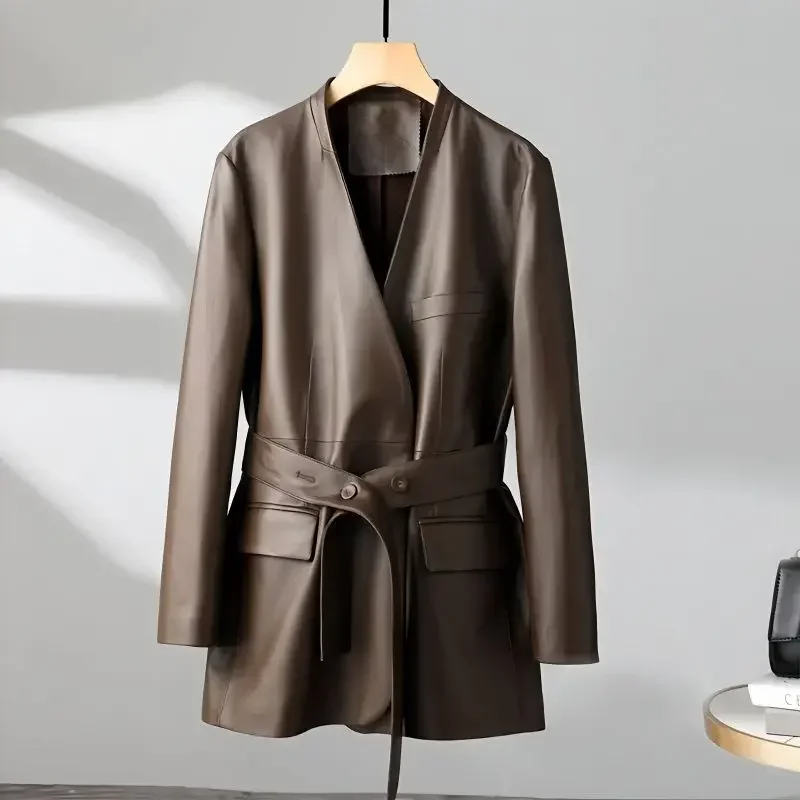 Высококачественная овечья кожа с ремешками Haining кожаное пальто женский