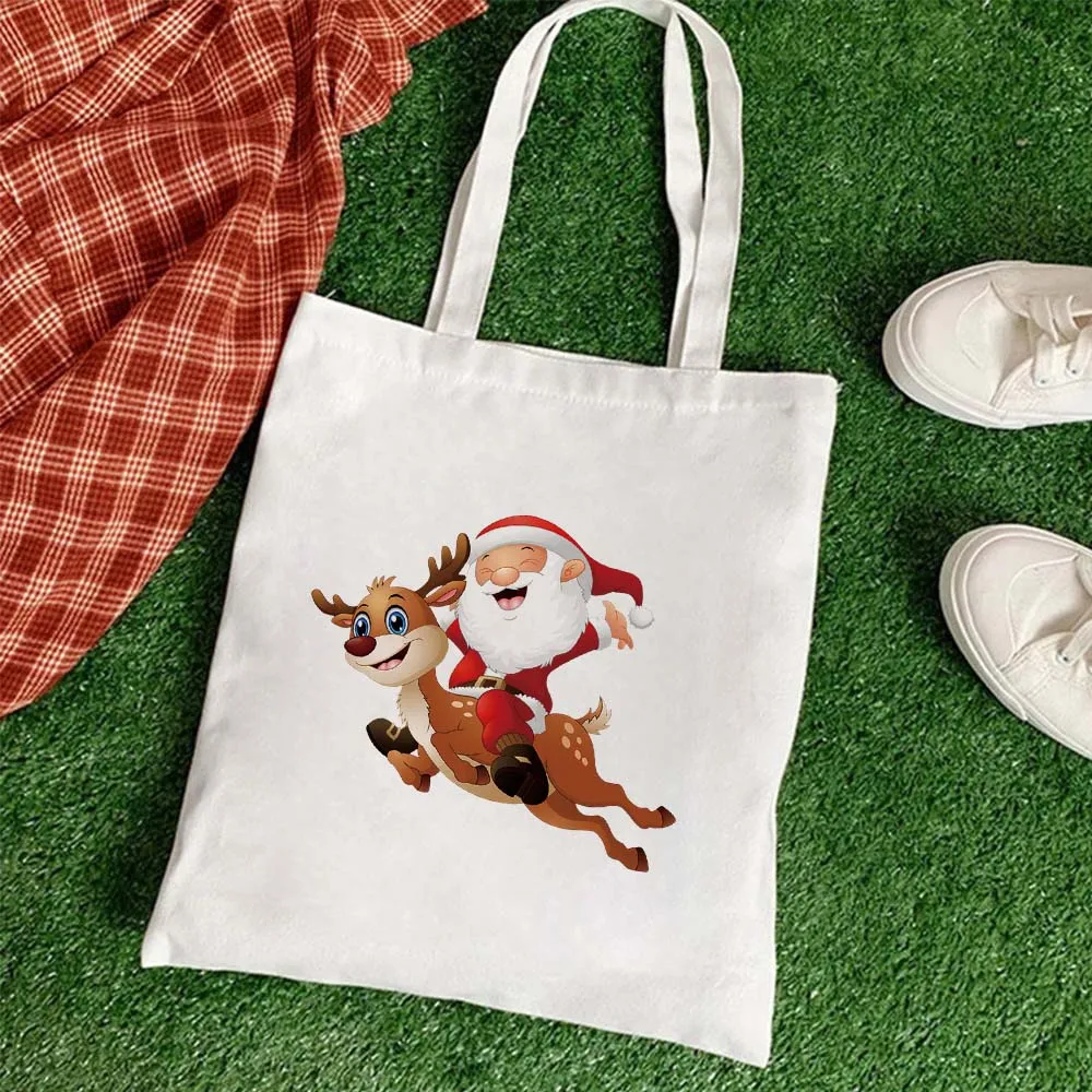 

Вместительная сумка для книг, многоразовые рождественские сумки через плечо, Сумка с Санта Клаусом, складная сумка для покупок, повседневны...