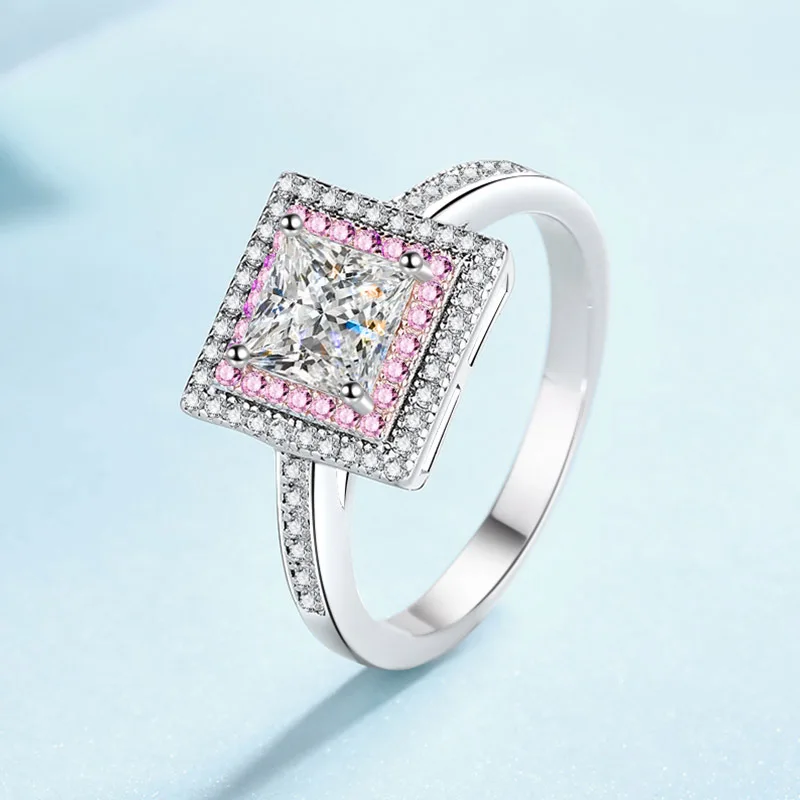 Новинка 2024 квадратное кольцо в 1 карат из муассанита с сахарным покрытием