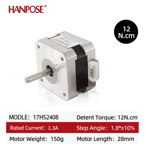 HANPOSE 17HS2408 2-фазный 4-проводной шаговый двигатель Nema 17 1,8 градусов 42BYGH28 0.6A 12N.m для лазерного гравера с ЧПУ, 3D-принтера