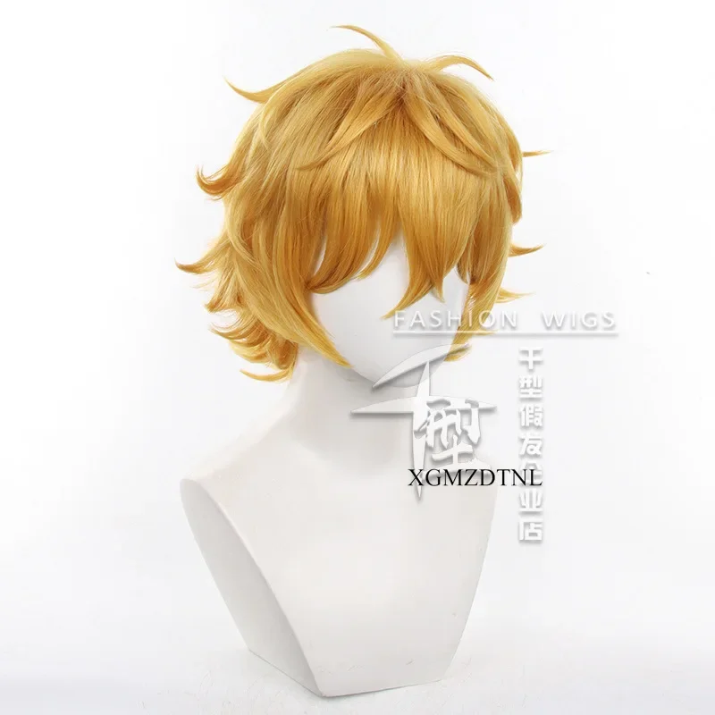 Парик для косплея аниме ветровка акихико нирей термостойкие волосы из желтого