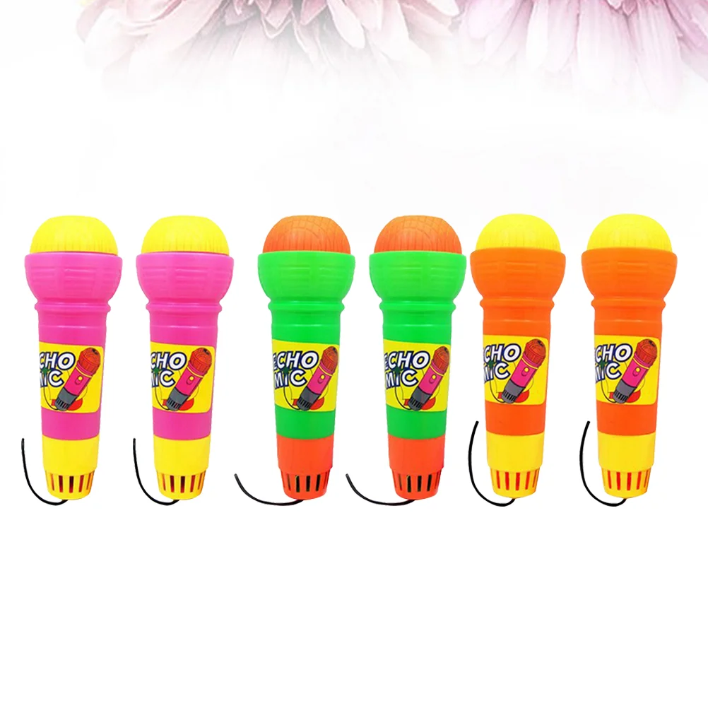 

6pcs Echo Microphone Toy Voice Amplifying Microphone Toy with Black Line Party Favor for Kids Children