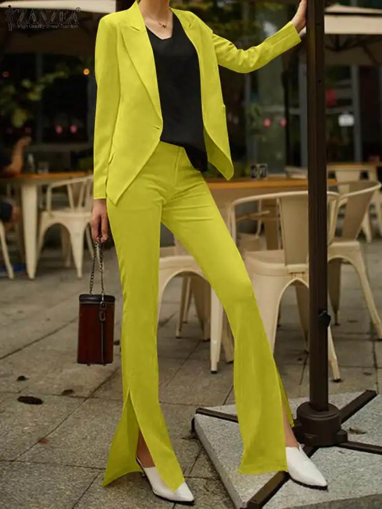 

Oversized Women Suits Blazer Pants ZANZEA Fashion Matching Sets Casual Long Sleeve Thin Coats Female Lapel Work Tops Outifits