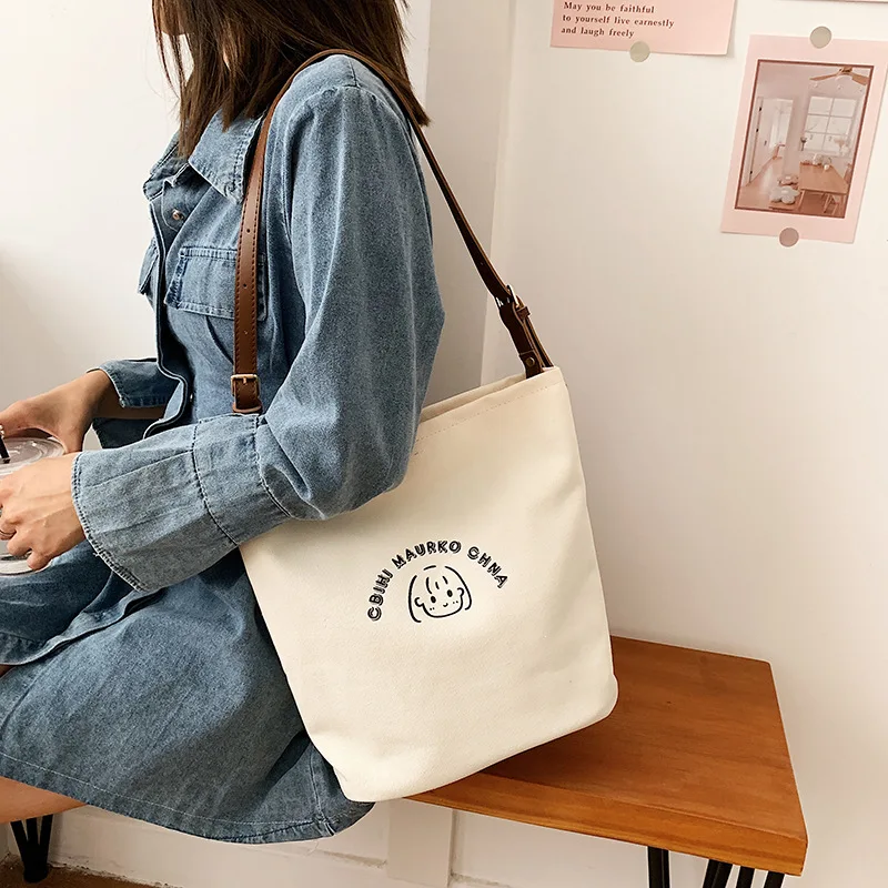 

Women's Canvas Casual Tote Large Capacity Bag Female Designer Shoulder Fashion Shopping Travel Handbags for Mall Shop