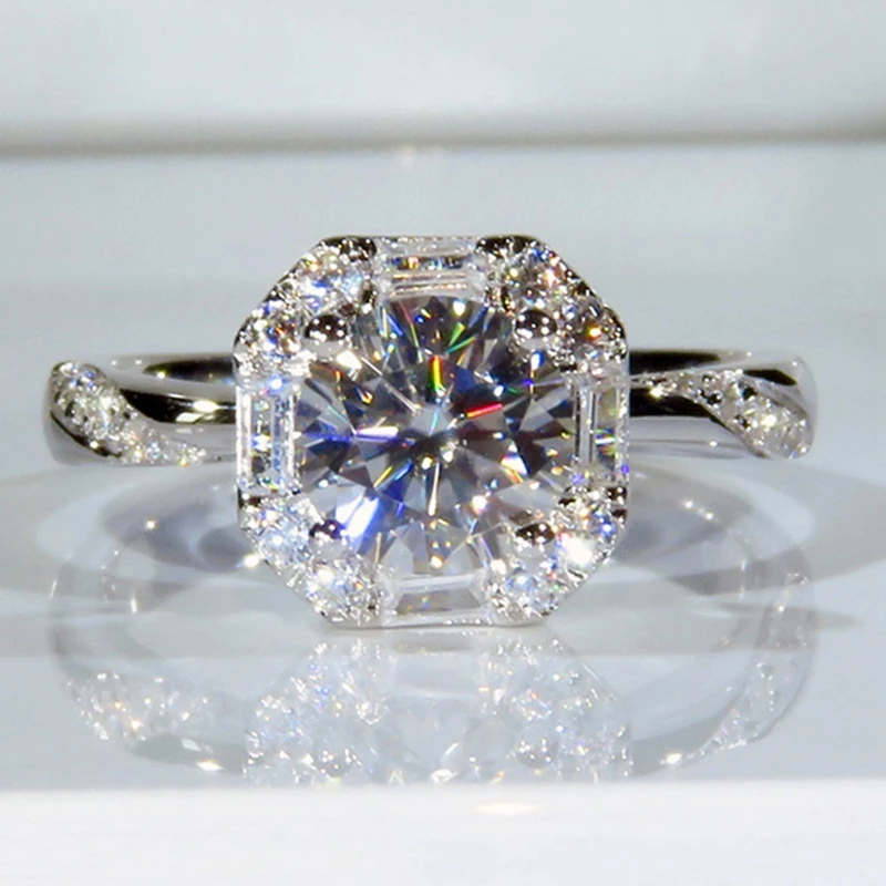 

Round Cut White Cubic Zirconia Solitaire Engagement Rings For Women Wedding Engagement Band Gift