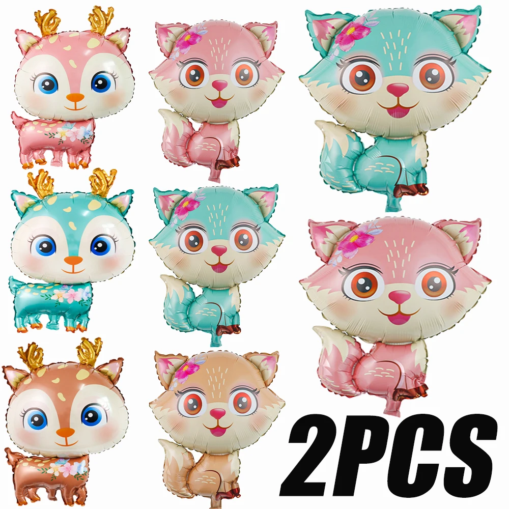 

1/2PCS Cartoon Balloon Cute Jungle Deer Balloon Fox Foil Balloons for Merry Christmas Gift Birthday Party Decorations Supplies