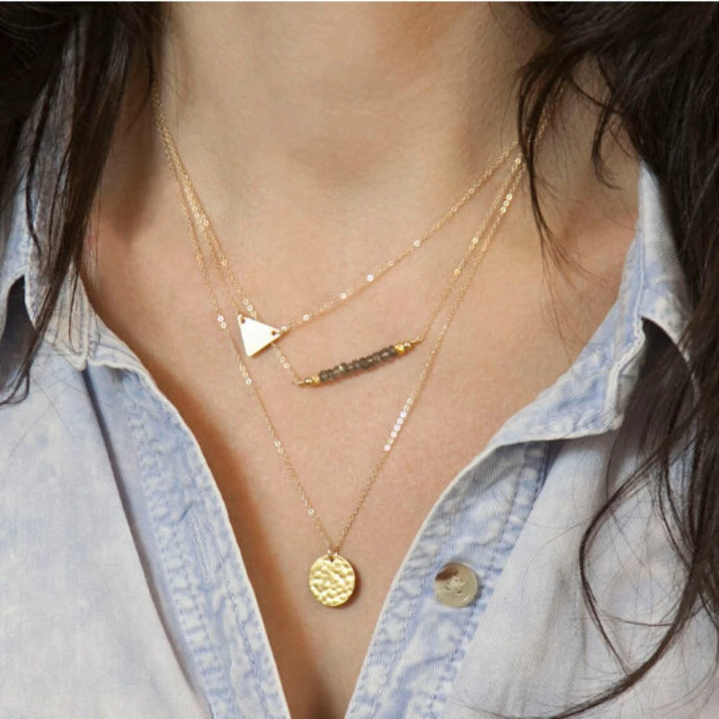 

Boho Multilayer Metal Snake Chain Portrait Engraved Coin Butterfly Pendant Gold Thick Clavicle Necklaces Set Girls Jewelry New