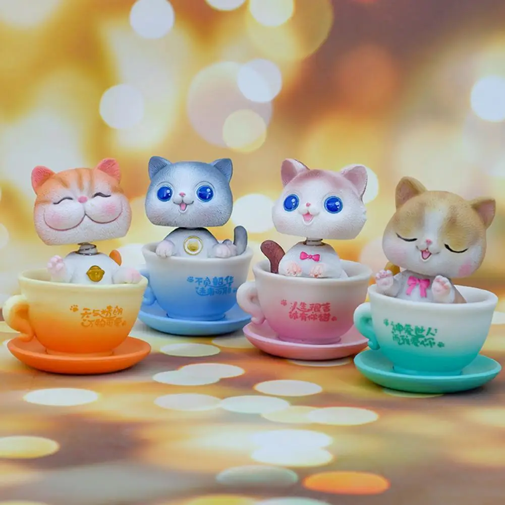 

1 Set Functional Novelty Multifunctional Shaking Head Cat Automotive Dashboard Decor for Child Cat Car Decoration Teacup Cat