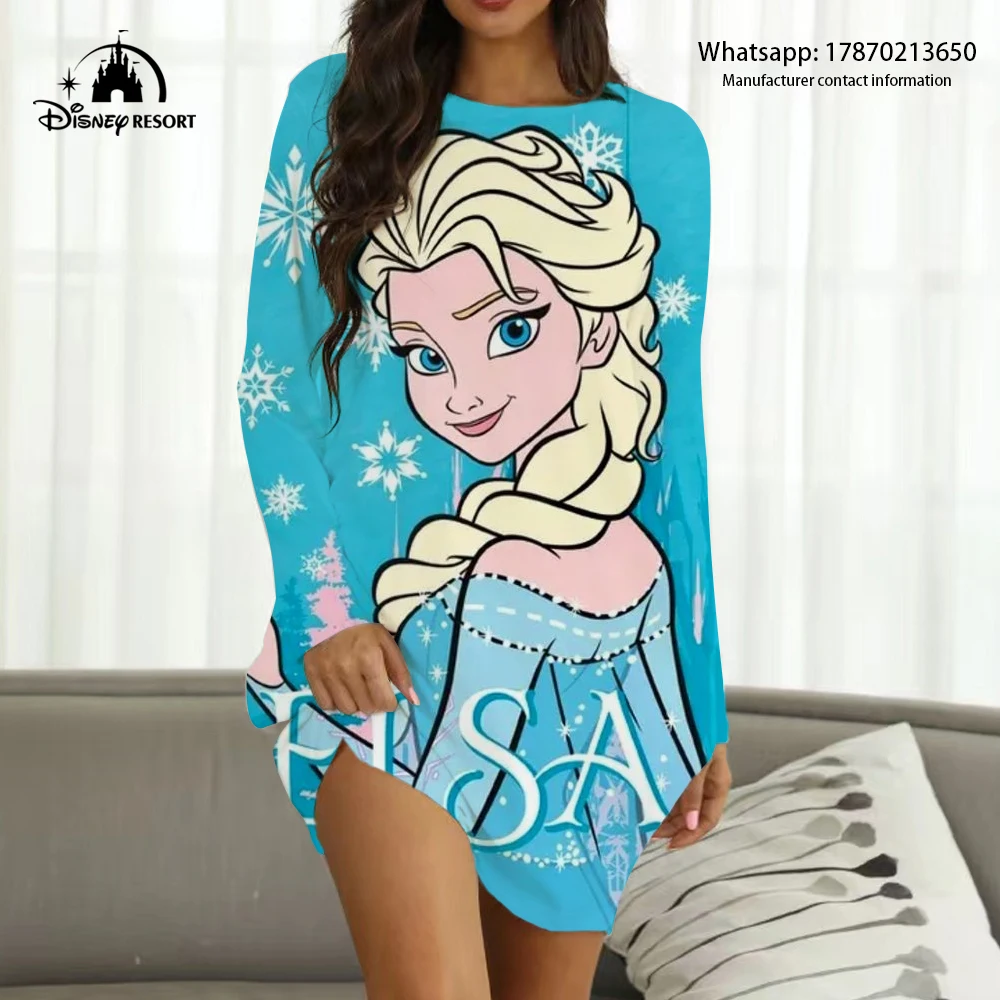 

2022 Fall New Frozen Anime Queen Elsa Disney Brand Streetwear Ladies Sexy Party Club Dress Women's Boho Loungewear Y2K
