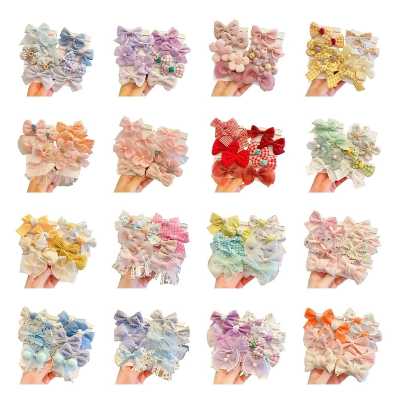 

10PCS Kids Sweet Headband Flower Hair Bows Rubber Band Children Sweet Headdress