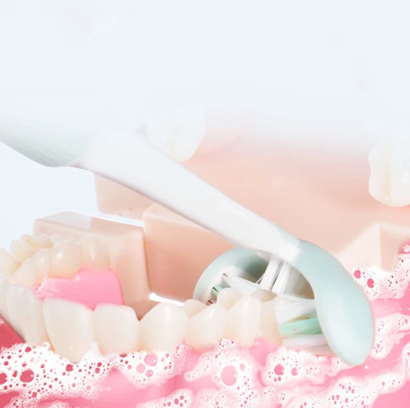 3D зубная щетка трехсторонняя U-образная с мягкой щетиной Силиконовая для ухода за