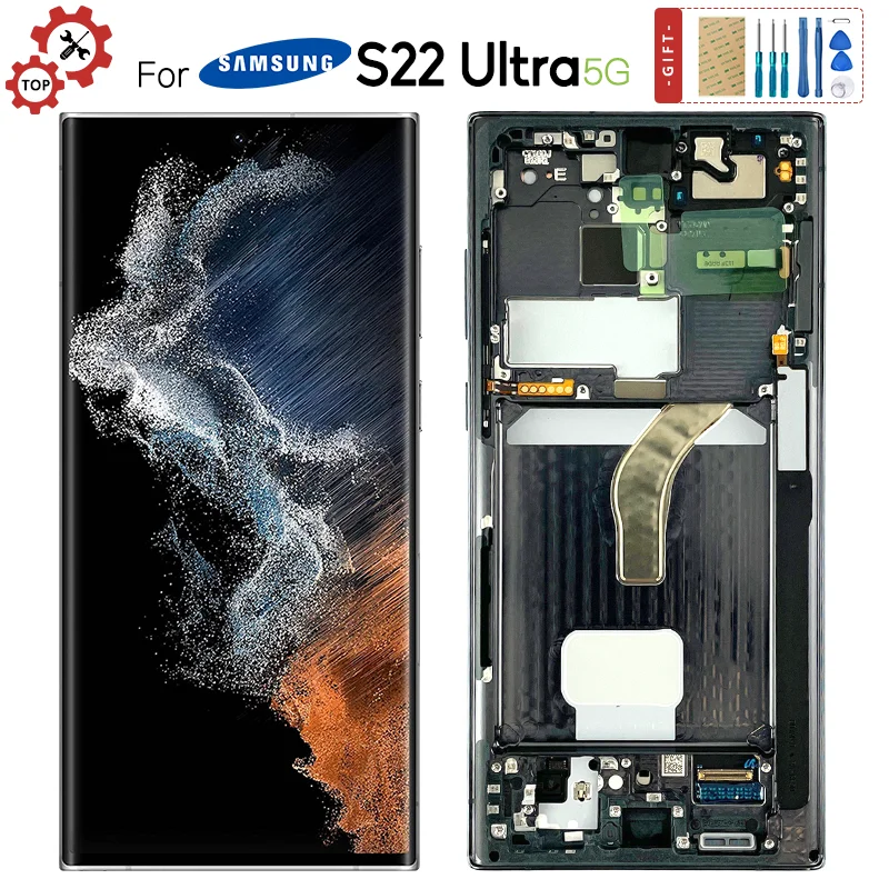 

Original For Samsung Galaxy S22 Ultra 5G LCD S908 S908B,S908U Display Touch Screen Digitizer For Samsung S22 Ultra LCD Display