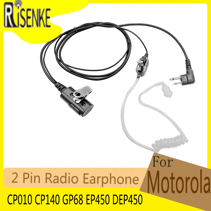 Acoustic PTT Earpiece Secret Agent Security Bodyguard Police 2 Pin Radio Earphone for Motorola CP010 CP140 GP68 EP450 DEP450