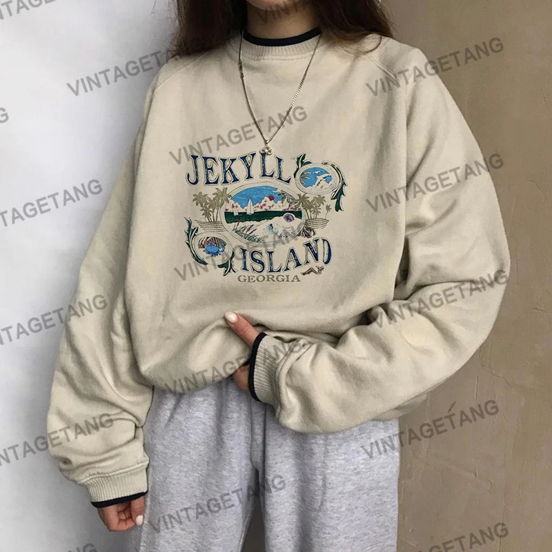 

Sweatshirt Women 2022 Autumn Winter Vintage Oversized Sweatshirt Letter Printed Crewneck Sweatshirt Gray Pullover Hipster