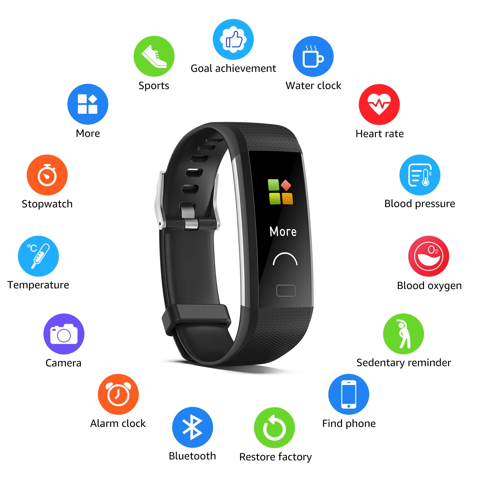

New Smart Sport Bracelet Health Wristband 16 Fitness Modes 7 Days Working IP68 Waterproof Answer Phone Call Temperature Calorie