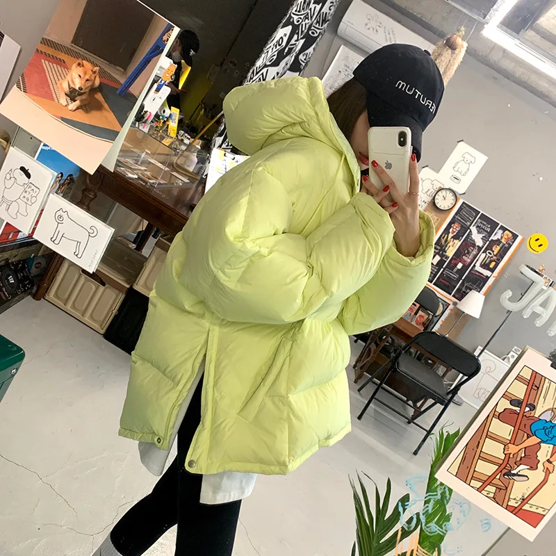 

2023New Hooded Short Jacket Zipper Parka Cotton Down Coat Loose Warm Casual Big Pocket Padded Jackets Women Winter Coats