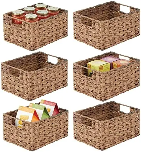 

Farmhouse Kitchen Pantry Food Storage Organizer Basket Bin Box - Container Organization for Cabinets, Cupboards, Shelves, Counte