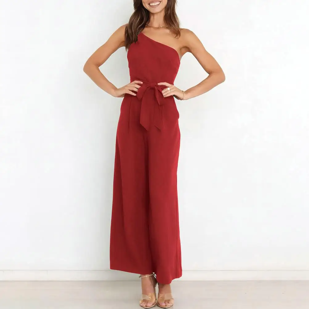 

Women Jumpsuit Stylish Women's Lace-up Jumpsuit Slim Waist Off-shoulder Wide-leg Pants for Spring Summer Fashion for Women
