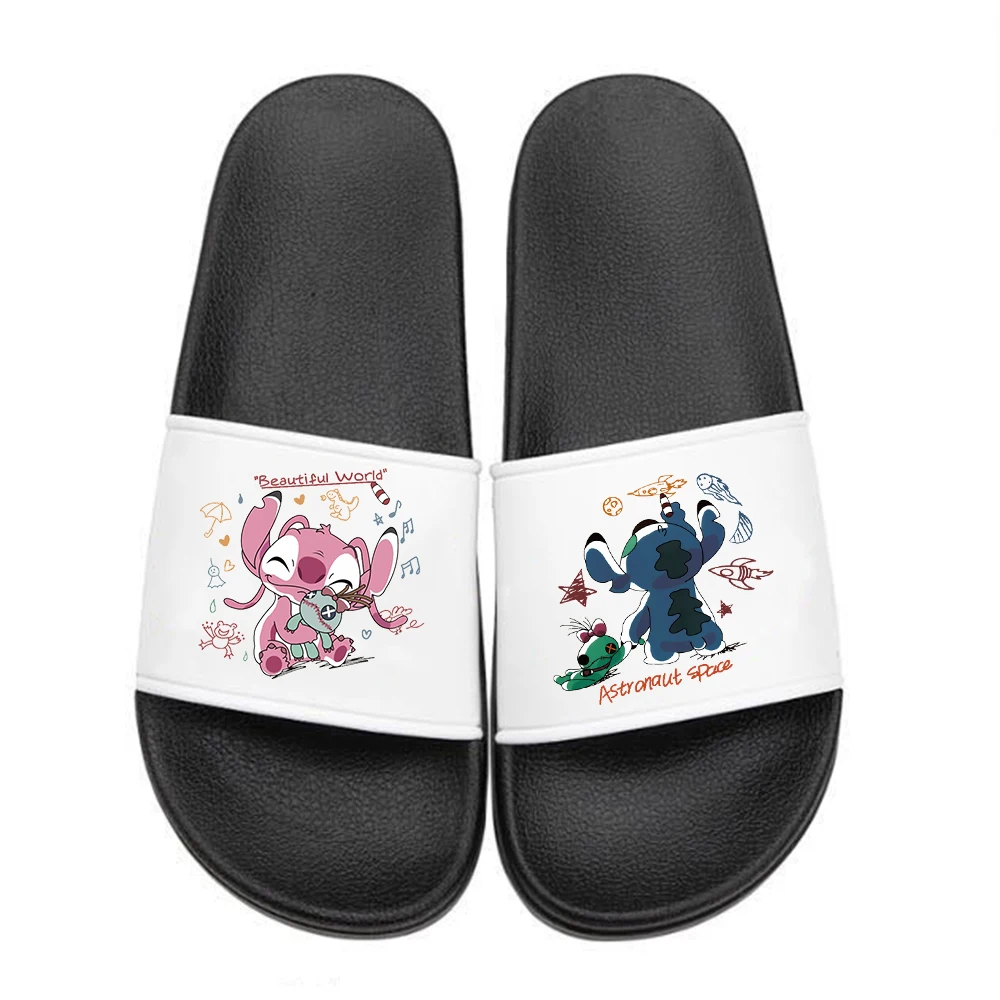 Disney Stitch Couple Women Slides Slippers Girls Home Slipper Summer Men Indoor Outdoor Flip Flops Female Soft Big Size 35-46