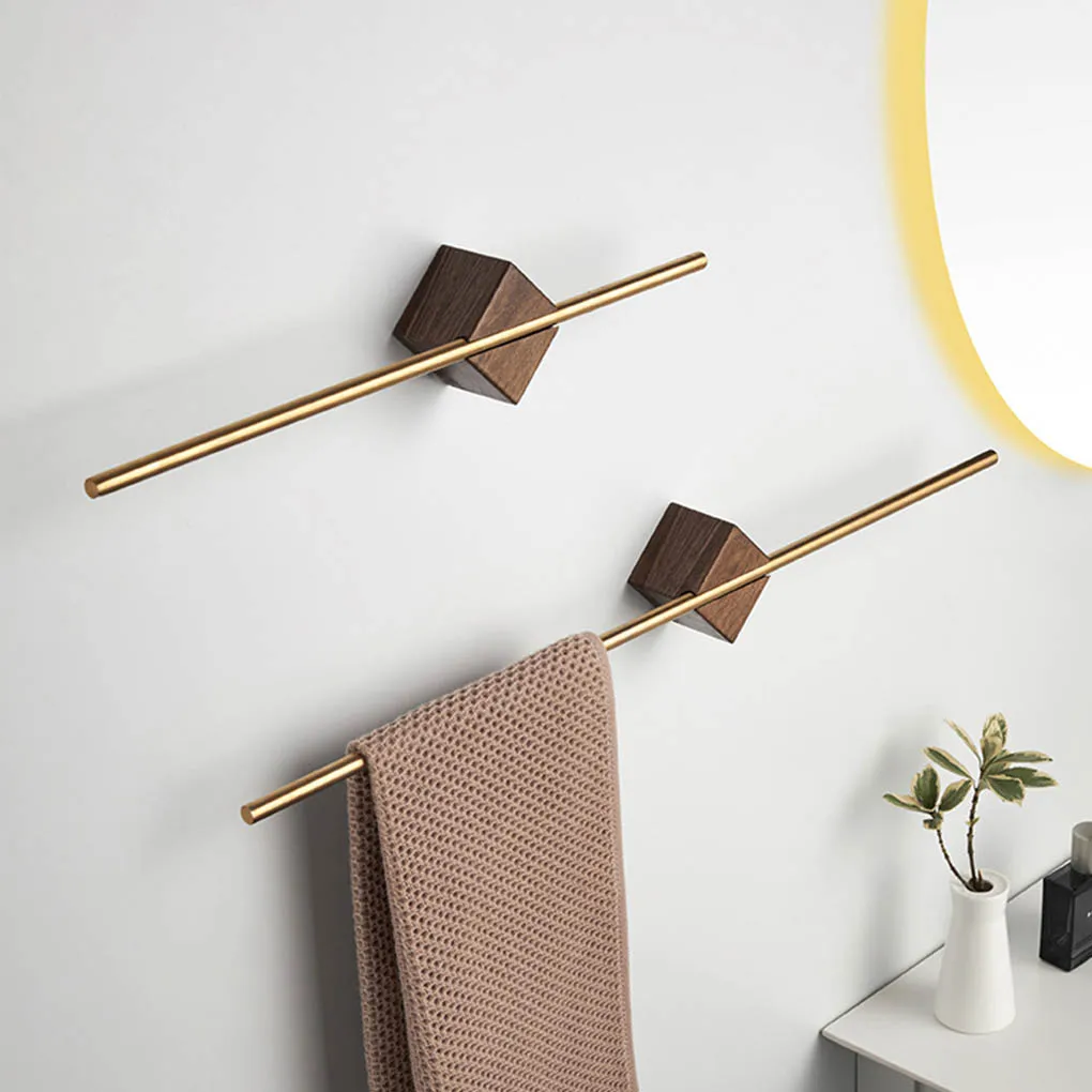 

Wood Towel Rack Pulling Out Bath Hanger Punch Free Holder Balance Movable Acrylic Bars Bathroom Bedroom Storage