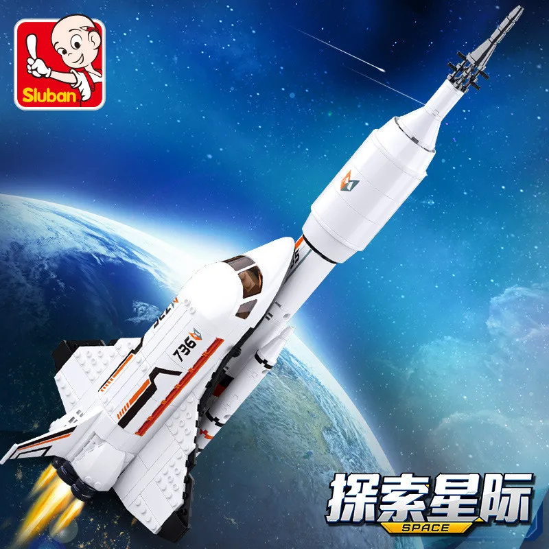 

Space Ship Shuttle Rocket Spaceship Station Astronaut Model Bricks Brinquedos Aerospace Creator Building Blocks Sets Kids Toys