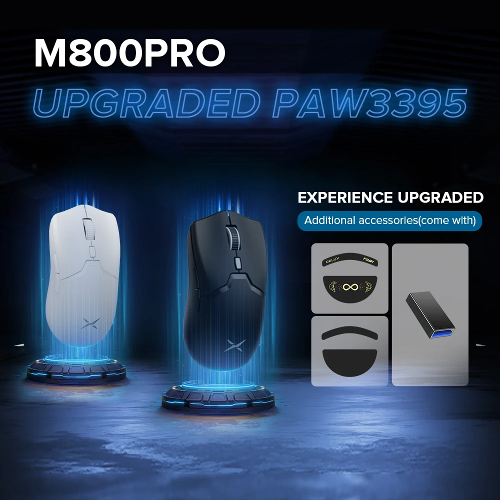 Delux M800 PRO PAW3395 Wireless Gaming Mouse 72g Wired Progr