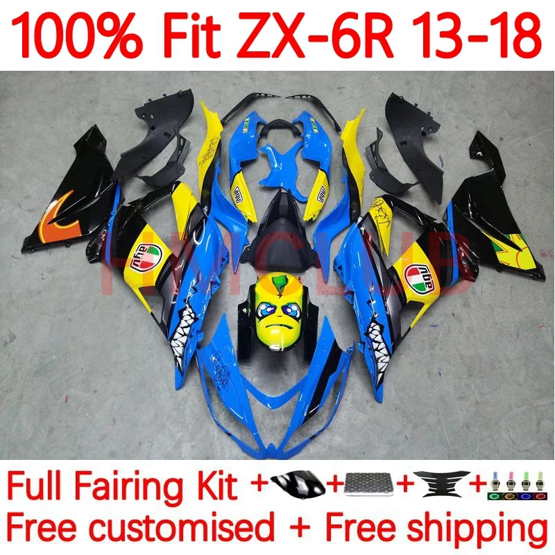 

Инъекция для KAWASAKI NINJA ZX-6R ZX636 ZX 6R 636 ZX6R 2013 2014 2015 2016 2017 2018 обтекатель 62no. 71 Акулий синий