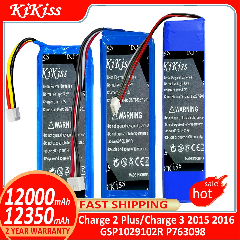 

KiKiss Battery For JBL Charge 2 Plus Charge 2+ 2Plus/Charge 3 Charge3 2015 2016 Version GSP1029102R P763098 Speaker batteries