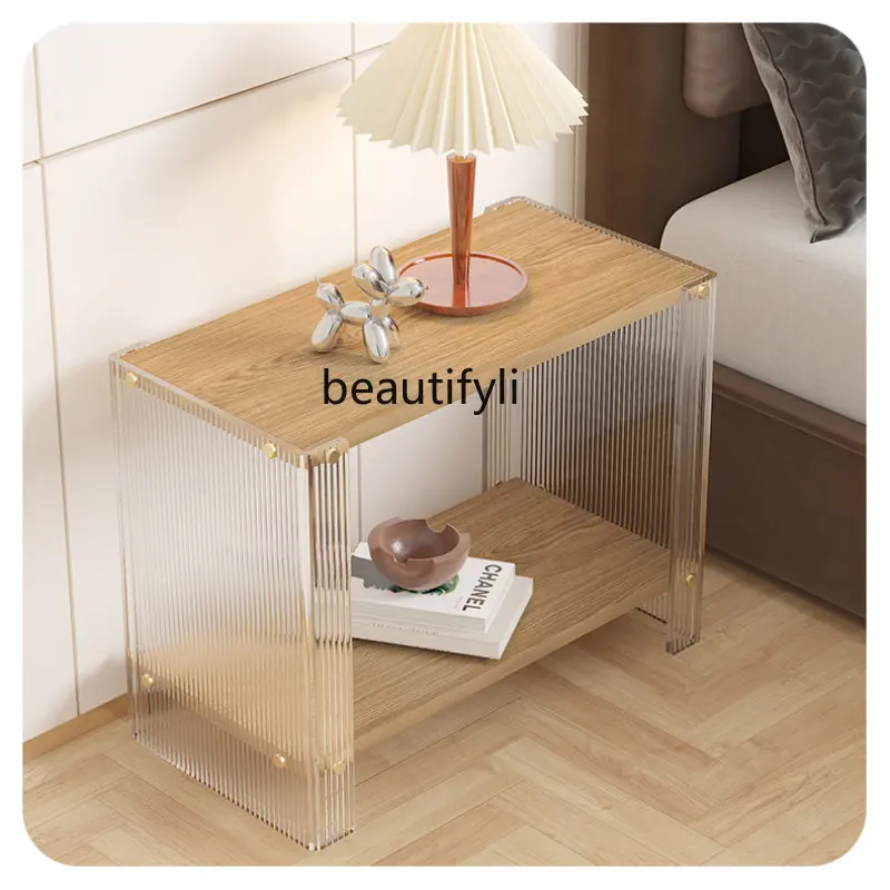 

yj Acrylic Bedside Table Simple Modern Bedside Cabinet Nordic Style Creative and Slightly Luxury Locker